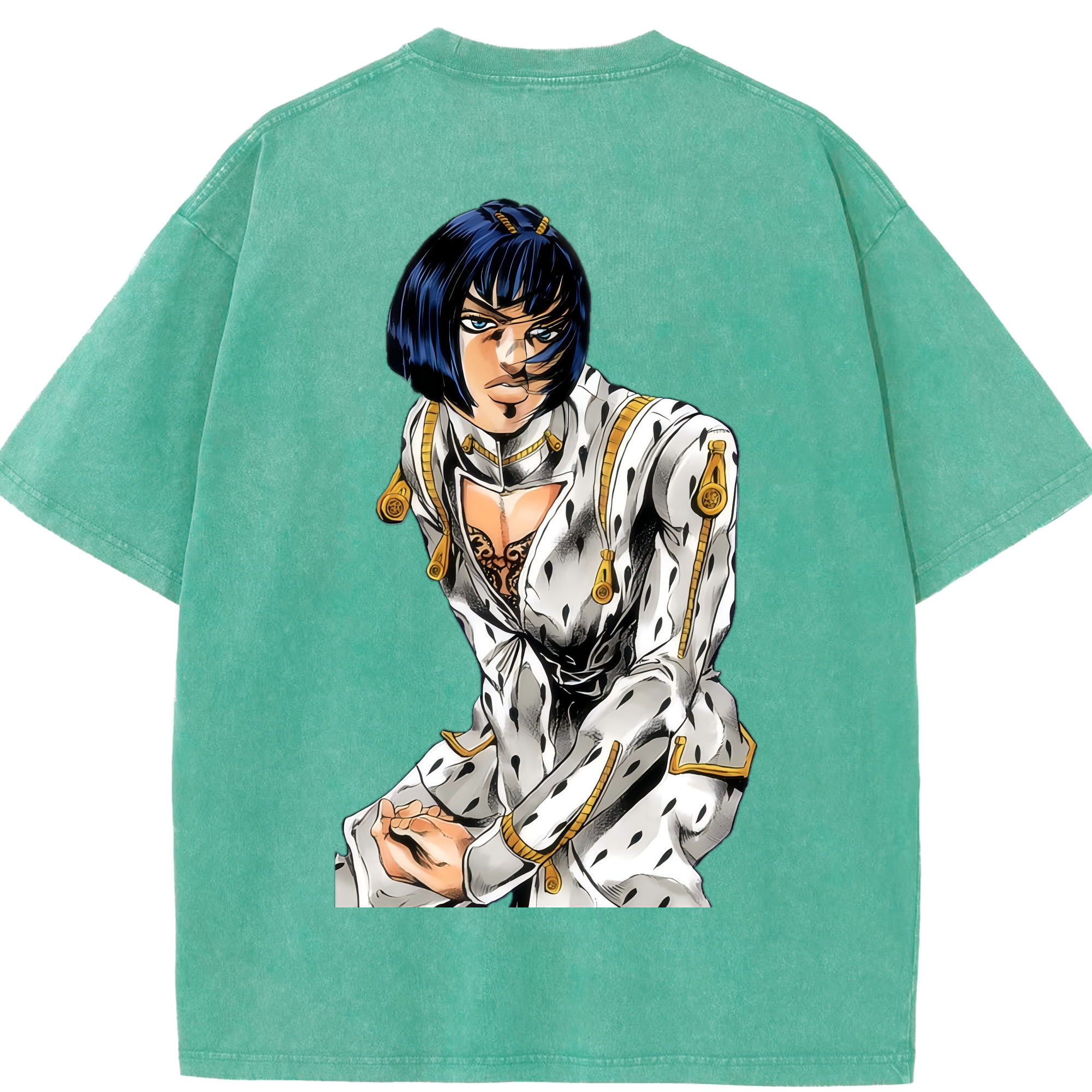 （画像用） ジョジョの奇妙な冒険 ブローノ?ブチャラティ JoJo's Bizarre Adventure Bruno Bucciarati 綿100% ヴィンテージ風 半袖Tシャツ（背面プリント）